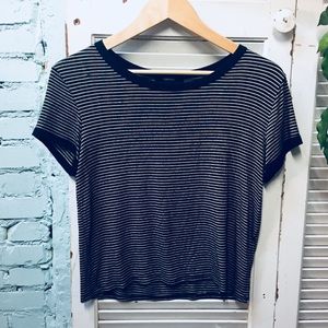 Forever 21 Black and Tan Soft Striped Tee